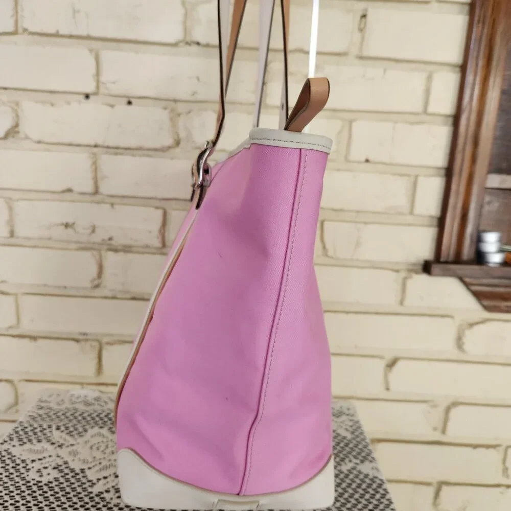 Vintage Coach Hampton Pink & White Leather Shoulder Bag Tote Purse